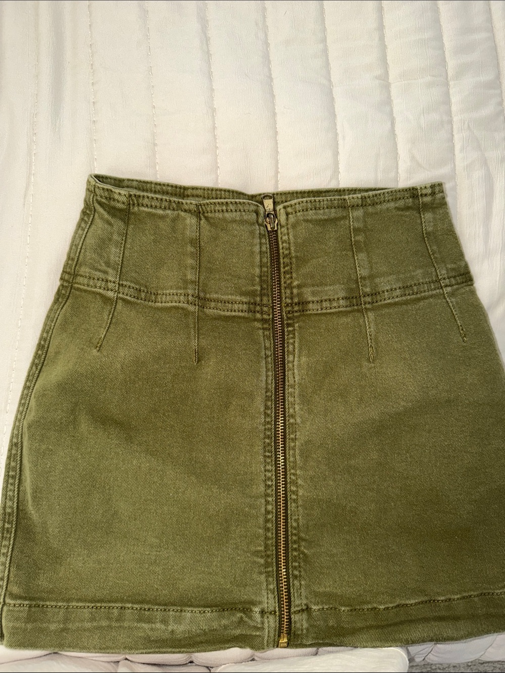 We The Free Olive Green Front Zip Mini Skirt